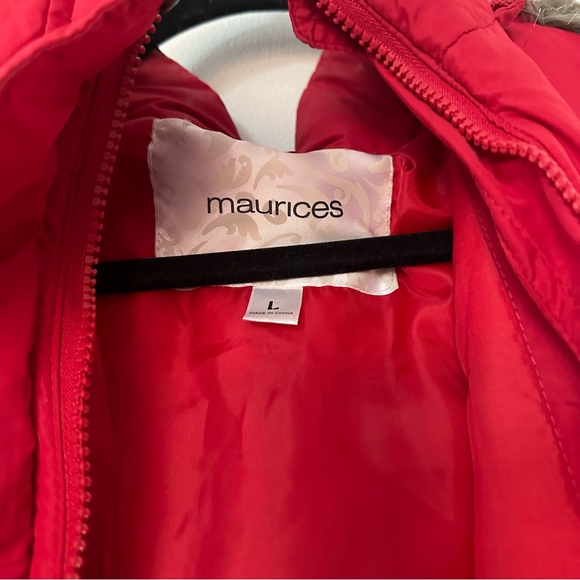 RED Faux fur Trim puffer vest - Picture 3 of 4